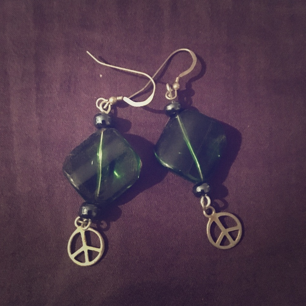 Hand made peace earrings